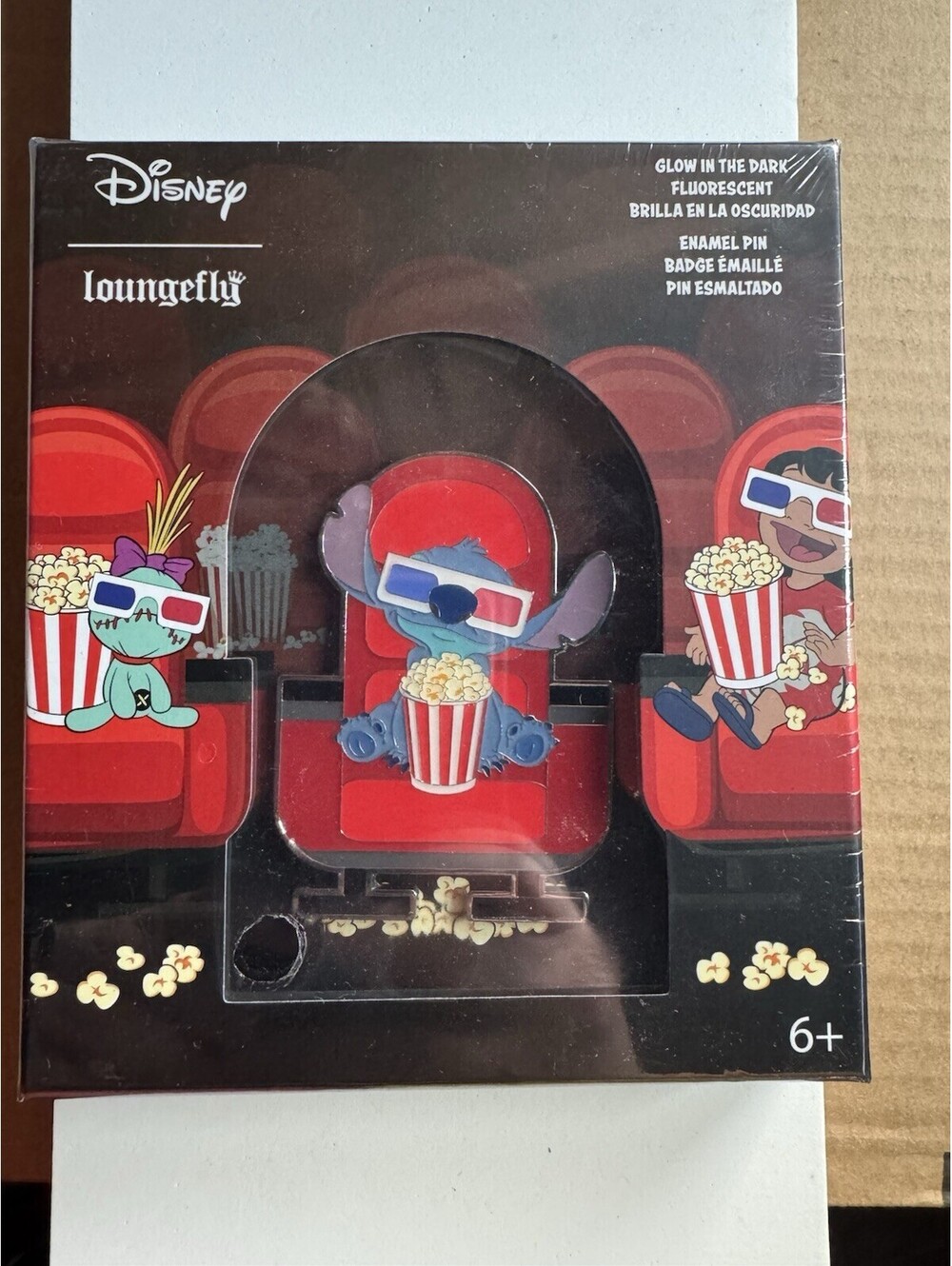 Disney Loungefly Stitch Pin AMC Popcorn Glow In The Dark Limited Edition